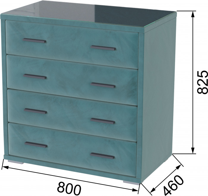 Интерьерный комод со стеклом бирюза