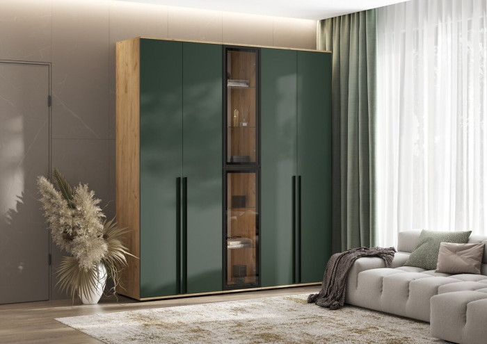 Норд Шкафы 800 + Пенал-стекло 400, Дуб крафт/Изумрудный