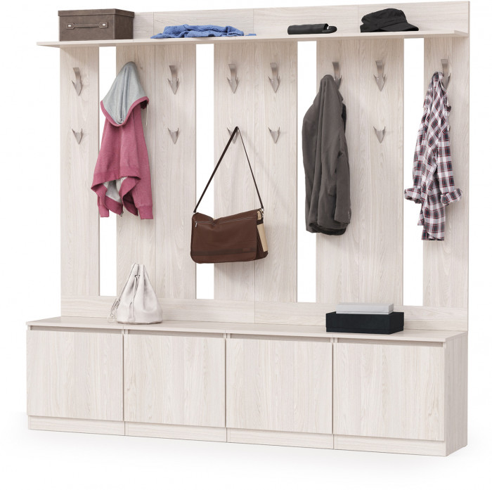 КР100 Ника прихожая № 03, цвет ясень анкор светлый, ШхГхВ 215,2х38,1х207,9 см., универсальная сборка