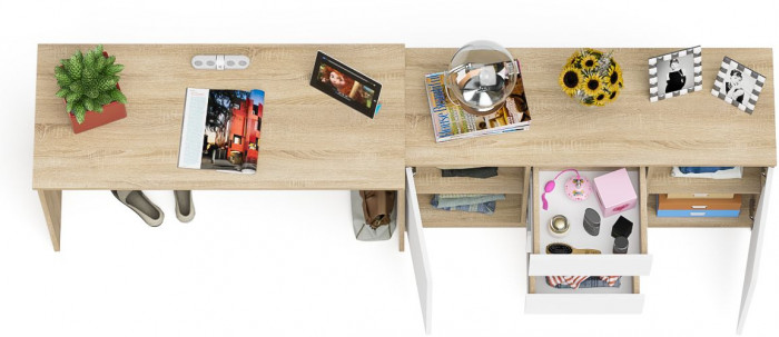 Мори письменный стол МСП1200.1 + Комод МК1200.3, дуб сонома/белый