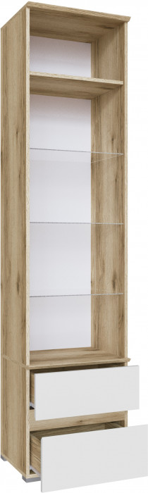 Пенал-витрина Плейона, Дуб делано/Белый