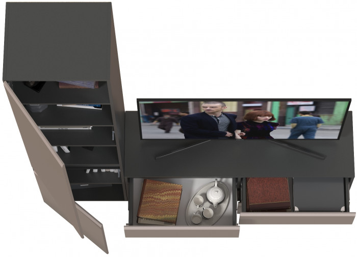 Сидней Комплектация № 005, корпус: антрацит/фасады: МДФ веллюто капучино