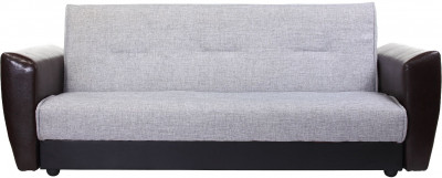 Диван-кровать Амстердам, 120х190, книжка, рогожка/экокожа, серый