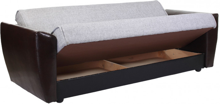 Диван-кровать Амстердам, 120х190, книжка, рогожка/экокожа, серый