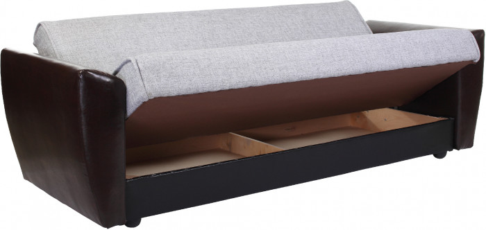 Диван-кровать Амстердам, 120х190, книжка, рогожка/экокожа, серый