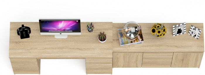Мори компьютерный стол МС-2 + Комод МК1200.3, дуб сонома