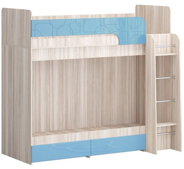 Двухъярусная кровать Бемби МДФ NEW, ясень (Ваниль глянец, Ясень шимо светлый)