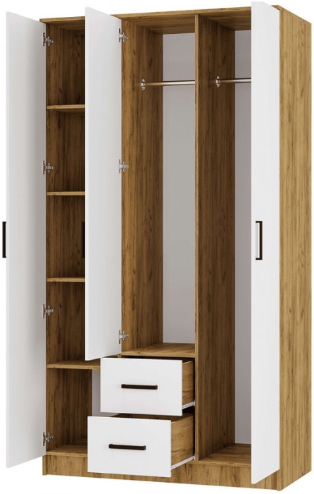 Шкаф трехстворчатый "Евро" ШК-06 крафт/белый