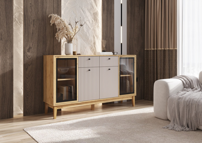 Комод "Оливия" (рамка AGT), Крафт золотой/Кашемир