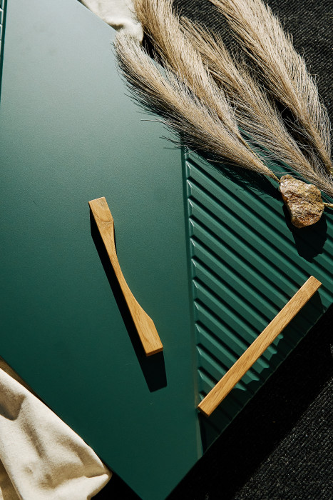 Кухня Ирис 2,0м (490) Компановка №2 Дуб Крафт/Браш Мени Грин (Дуб вотан)