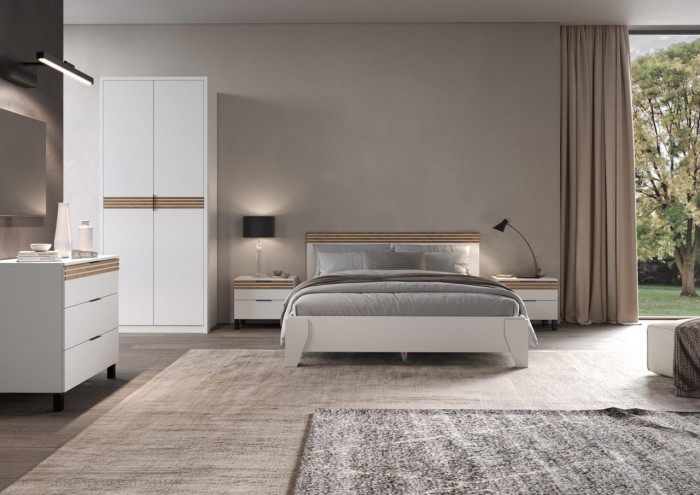 Модульная спальня Нао, набор №1, Белый/Профиль МДФ Дуб вотан