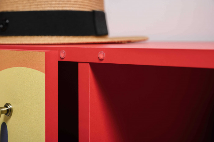 Либера Комод-тумба 16.230.01 + Кармин Комод-тумба 16.230.03, цвет пасифай/красный/белый, ШхГхВ 230,6х42,6х93,2 см., универсальная сборка