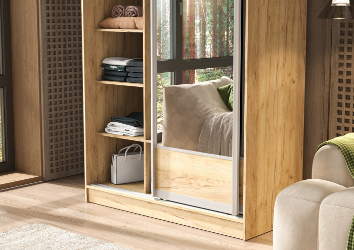 Шкаф-купе Тринити-9 (1,35 м), Дуб крафт золотой