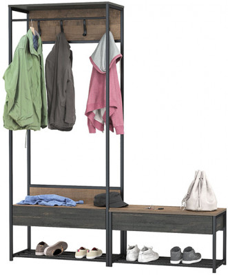 Трувор 15.120 Прихожая + 13.241.03 Тумба для обуви, дуб гранж песочный/интра