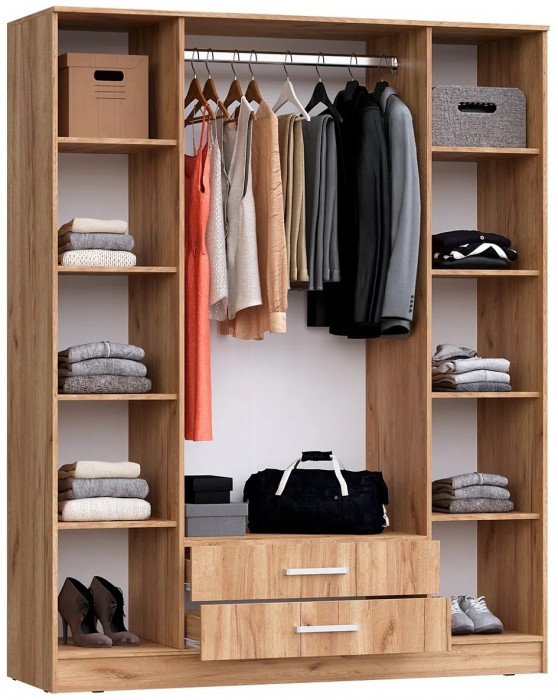 Мартина Шкаф для одежды 4-дверный (Крафт / Графит)