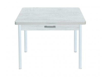 Симпл стол обеденный раскладной с ящиком / бетон белый/белый
