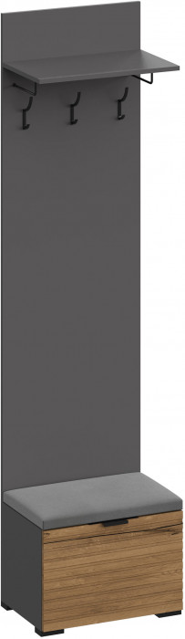 Ома Вешалка-Прихожая с тумбой В-3606, Графит/Дуб Тортуга