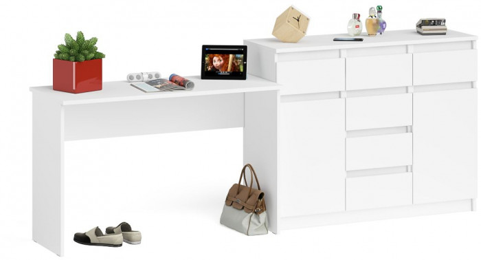 Мори письменный стол МСП1200.1 + Комод МК1200.4, белый