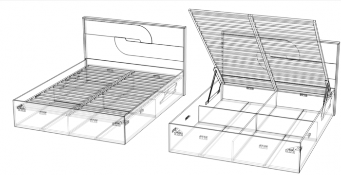 Кровать 160х200 "Монтиз" с подъемным основанием - Дуб мадура/Эвкалипт