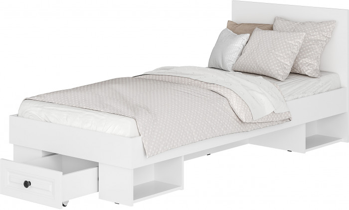 Кровать с проложками ДСП и ящиками Софт КР-01 (0,9), Белый