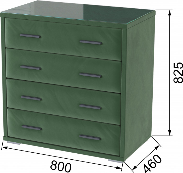 Интерьерный комод со стеклом изумруд