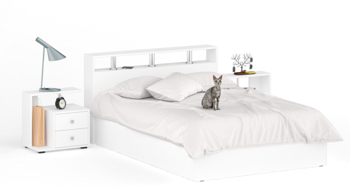 Камелия Кровать 1400 + две тумбы, белый