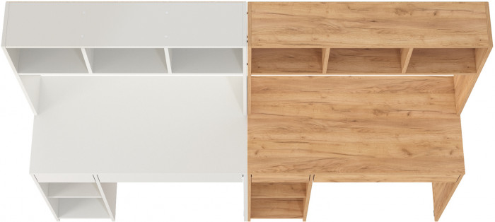 Стол компьютерный Комфорт 12.77F + Стол компьютерный Комфорт 12.77F, цвет белый шагрень/дуб крафт золотой, ШхГхВ 200х49,8х147 см., универс. сборка