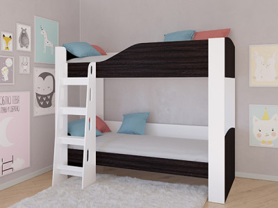 Кровать двухъярусная АСТРА 2 Белый/Венге без ящика