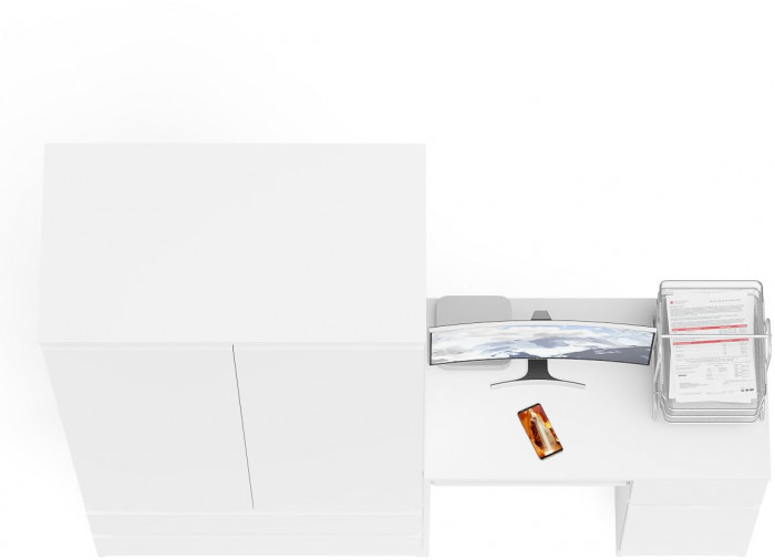 Мори компьютерный стол МС-1 правый + Шкаф МШ900.1, белый