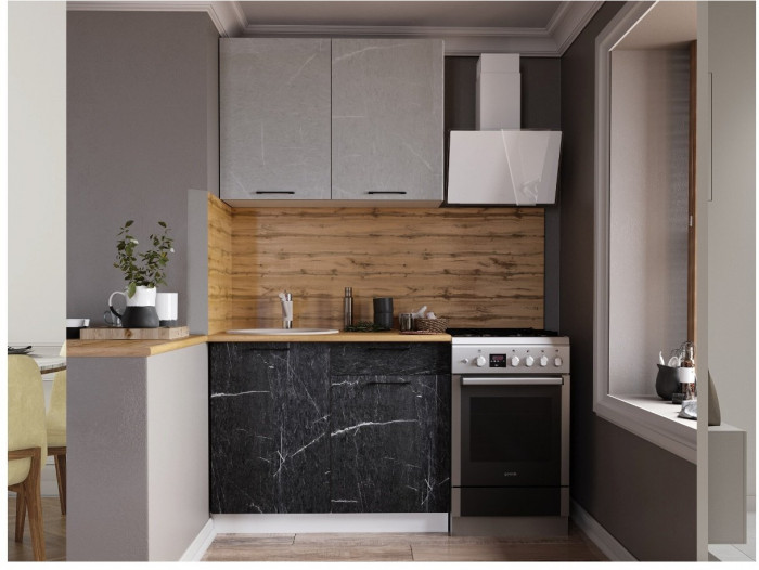 Кухонный гарнитур Марбл 1,0м Мрамор лайт/Мрамор дарк