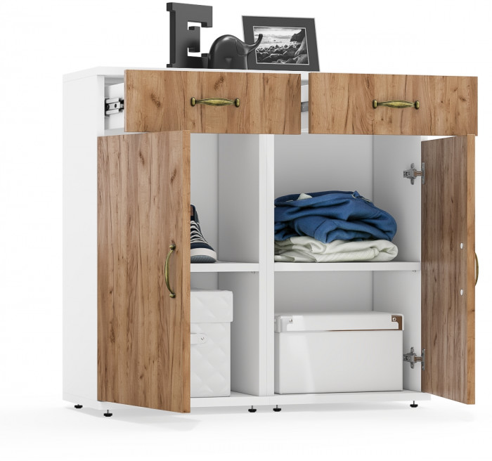 Лидер-8 Тумба МД 3.15 2 шт., белый шагрень/крафт золото