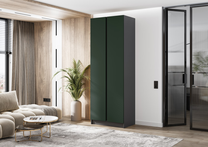 Келвин Шкаф 2-х створчатый 800, Графит/Изумрудный