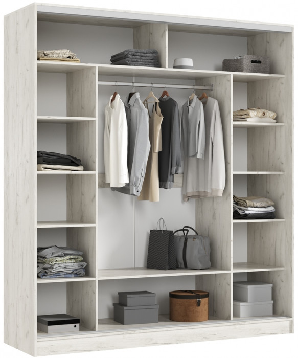 Шкаф-купе Тринити-8 (2,0 м), Дуб крафт белый