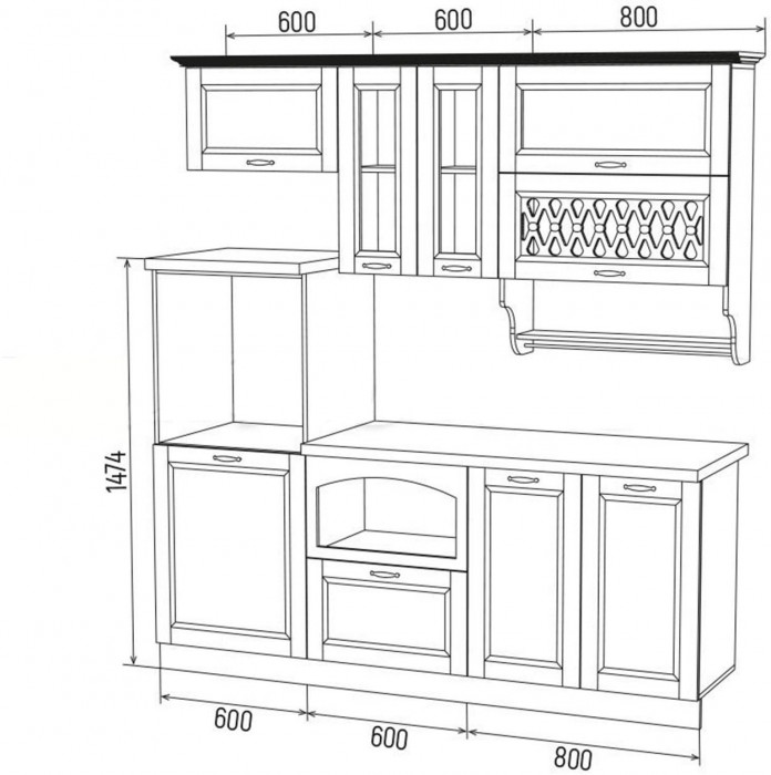 Кухня МДФ 2000 Милано Компоновка №3 (Шарли мокко)