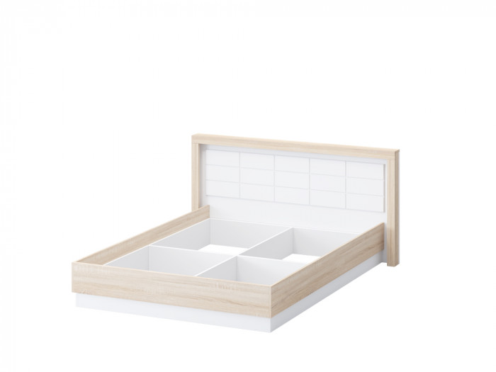 Астра Кровать 140 ортопед+ПМ, Белый софтач/Сонома (подсветка)