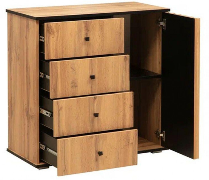 Спальня Либерти (опора h20) Дуб вотан/Черный