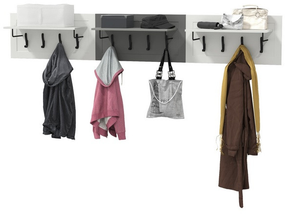 Остин 15.12 Вешалка + 15.12 Вешалка + 15.12 Вешалка, белый шагрень/серый графит