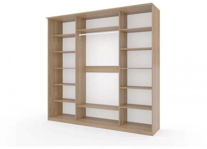 Шкаф купе Модерн 2362х600 4-х дверный 3-х секционный зеркальный с пескоструем №1 ясень