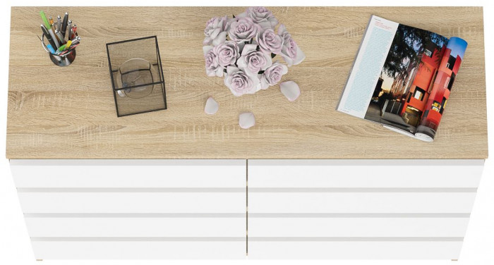 Мори Комод МК1200.8, цвет дуб сонома/белый, ШхГхВ 120,4х41х94 см.