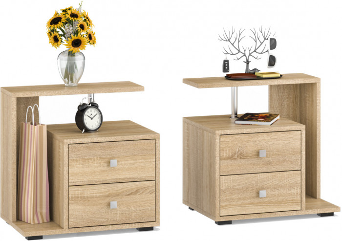 Камелия Кровать 1400 + две тумбы, дуб сонома