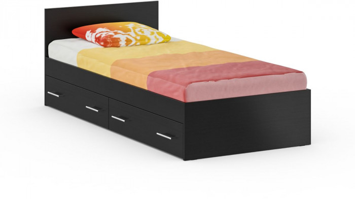 Спальня Стандарт 2-0900Я, цвет венге, ШхГхВ 93,5х203,5х70 + 171,2х81,2х200 см., сп.м. 900х2000 мм., без матраса, основание есть