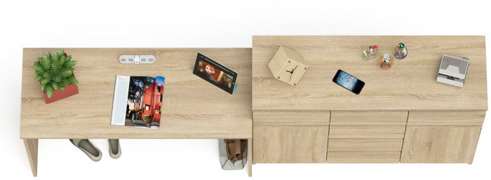 Мори письменный стол МСП1200.1 + Комод МК1200.4, дуб сонома