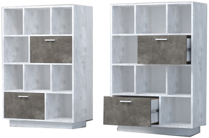 Эго Комод К-1 ПД (Глянец Белый/Бетон Светлый)