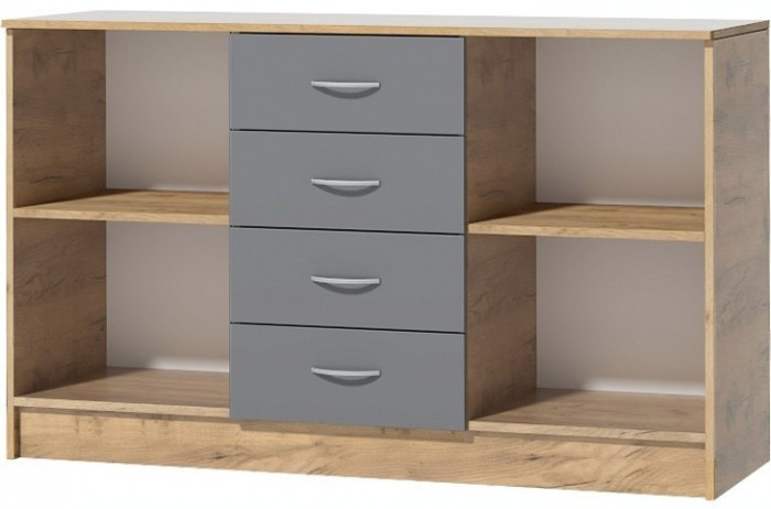 Кэт-7 Комод 2 створки 4 ящика (Крафт золотой / Миндаль)