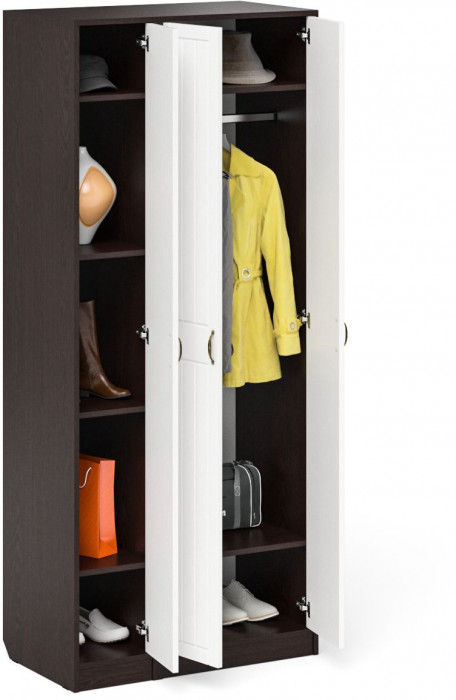 Прихожая П-6-500 Шкаф + Пенал, венге/фасады МДФ белое дерево фрезеровка прованс