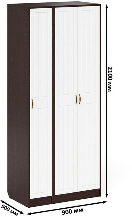 Прихожая П-6-500 Шкаф + Пенал, венге/фасады МДФ белое дерево фрезеровка прованс