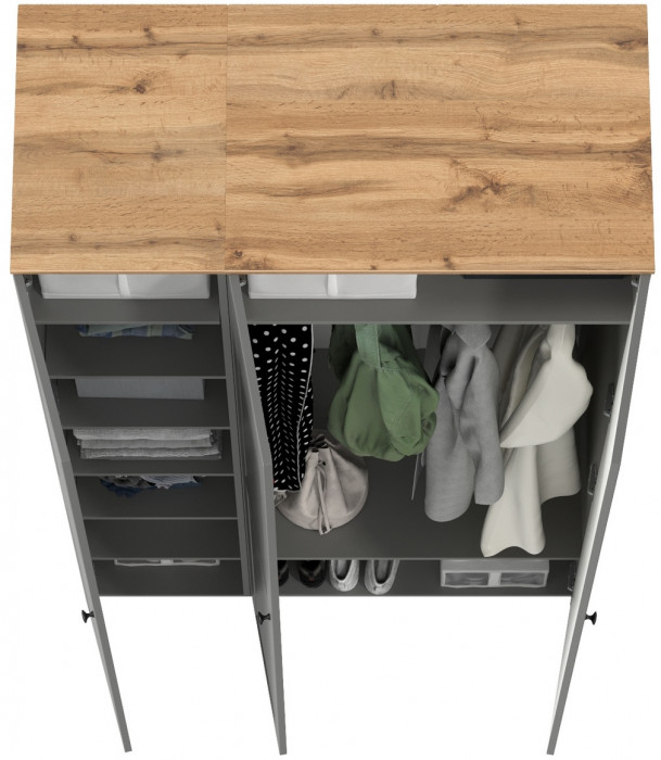 Остин Набор шкафов 01, цвет серый графит/дуб крафт золотой, ШхГхВ 120х54,3х229,6 см., универсальная сборка