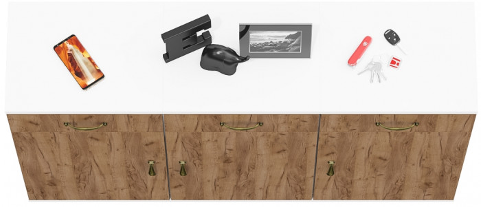 Лидер-8 Тумба МД 3.15 3 шт., белый шагрень/крафт золото