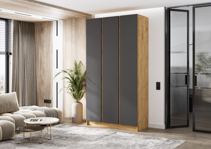 Келвин Шкаф 3-х створчатый (1200) (Графит, Графит)