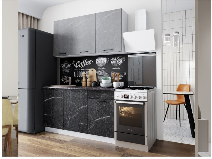 Кухонный гарнитур Марбл 1,5м Мрамор лайт/Мрамор дарк